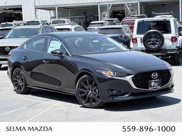2026 Mazda Mazda3 Sedan 2.5 S Select Sport in Jet Black Mica — front three-quarter view