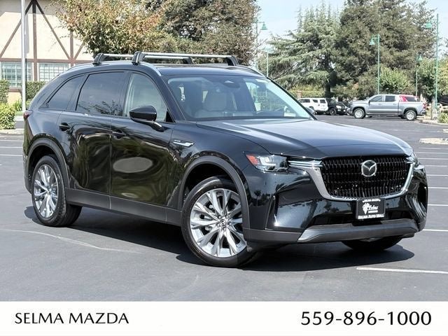 2026 Mazda Mazda CX-90 3.3 Turbo Preferred AWD in Jet Black Mica — front three-quarter view